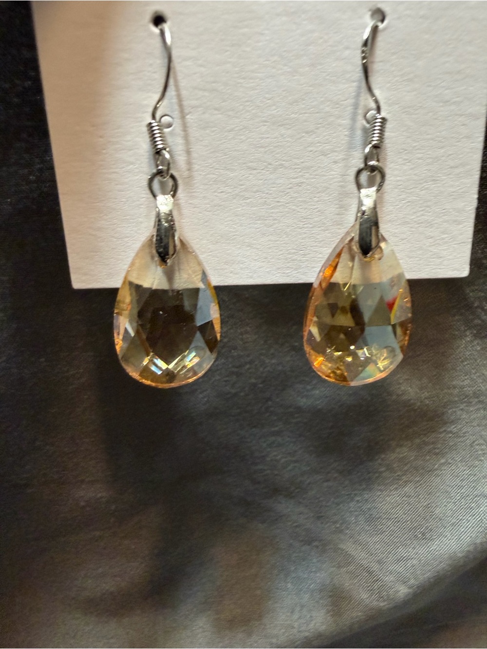 Homemade Teardrop Dangle Earrings - Champagne